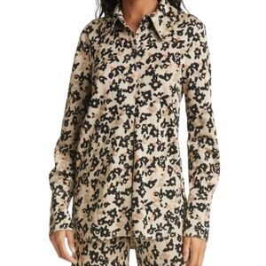 STINE GOYA | James Floral Knit Button Up Shirt | Long Sleeve Collared Top | L